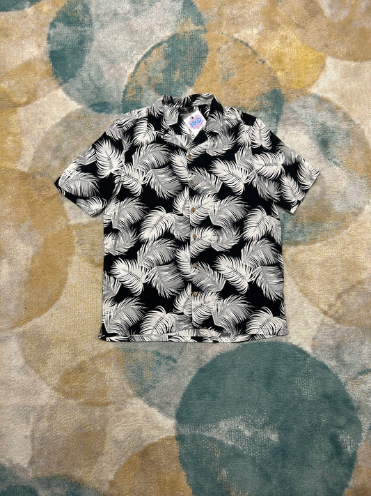 Black and White palm leaf summer shirt (small)