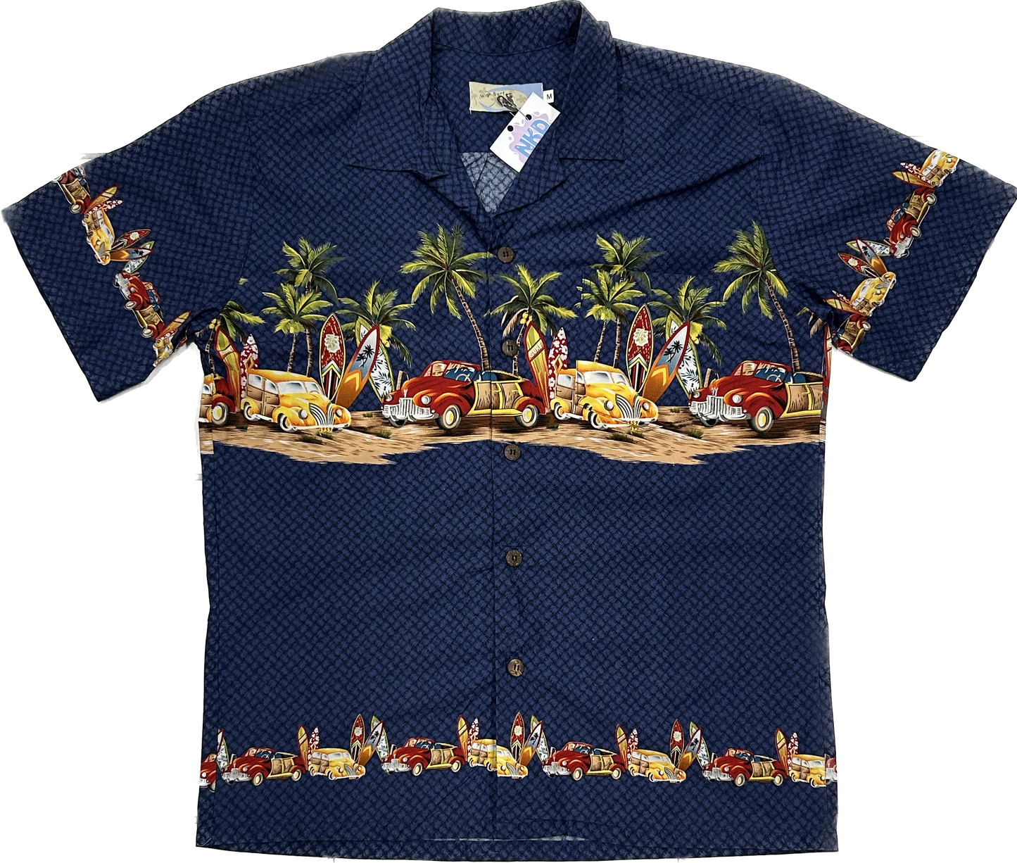 Dark Blue Island Pattern Summer Shirt