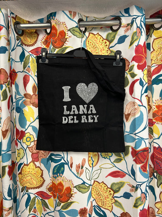 I ❤️ Lana del Rey black handmade tote bag