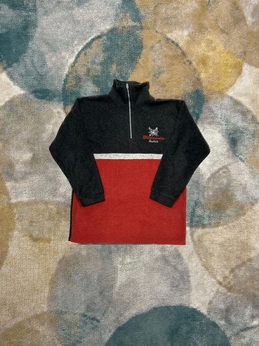 Grey and Red Cosy Fleece Half-Zip