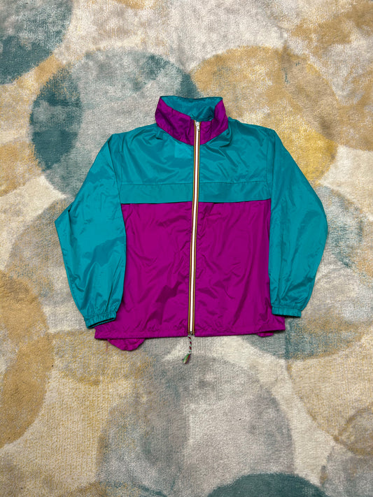Teal and purple windbreaker