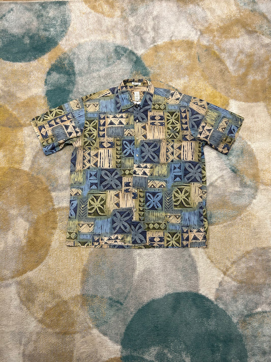 Blue Green and Beige 100% Cotton shirt