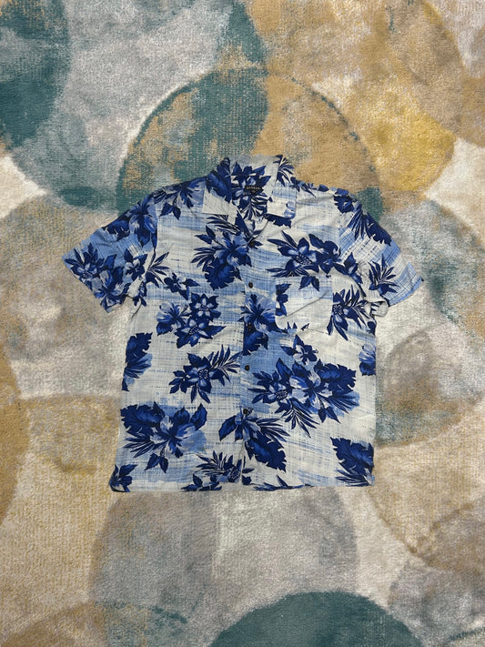White and Blue Floral Shirt