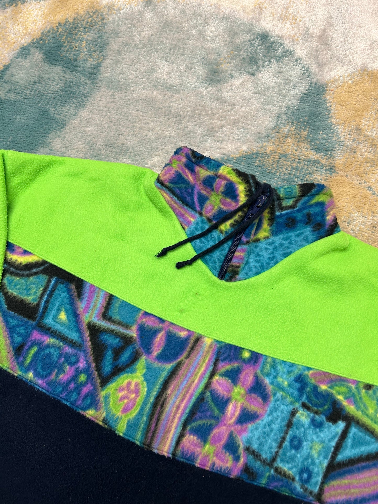 Brat Green and Black Patterned Retro Fleece