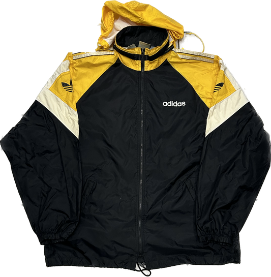 Adidas Black and Yellow Retro Waterproof Windbreaker