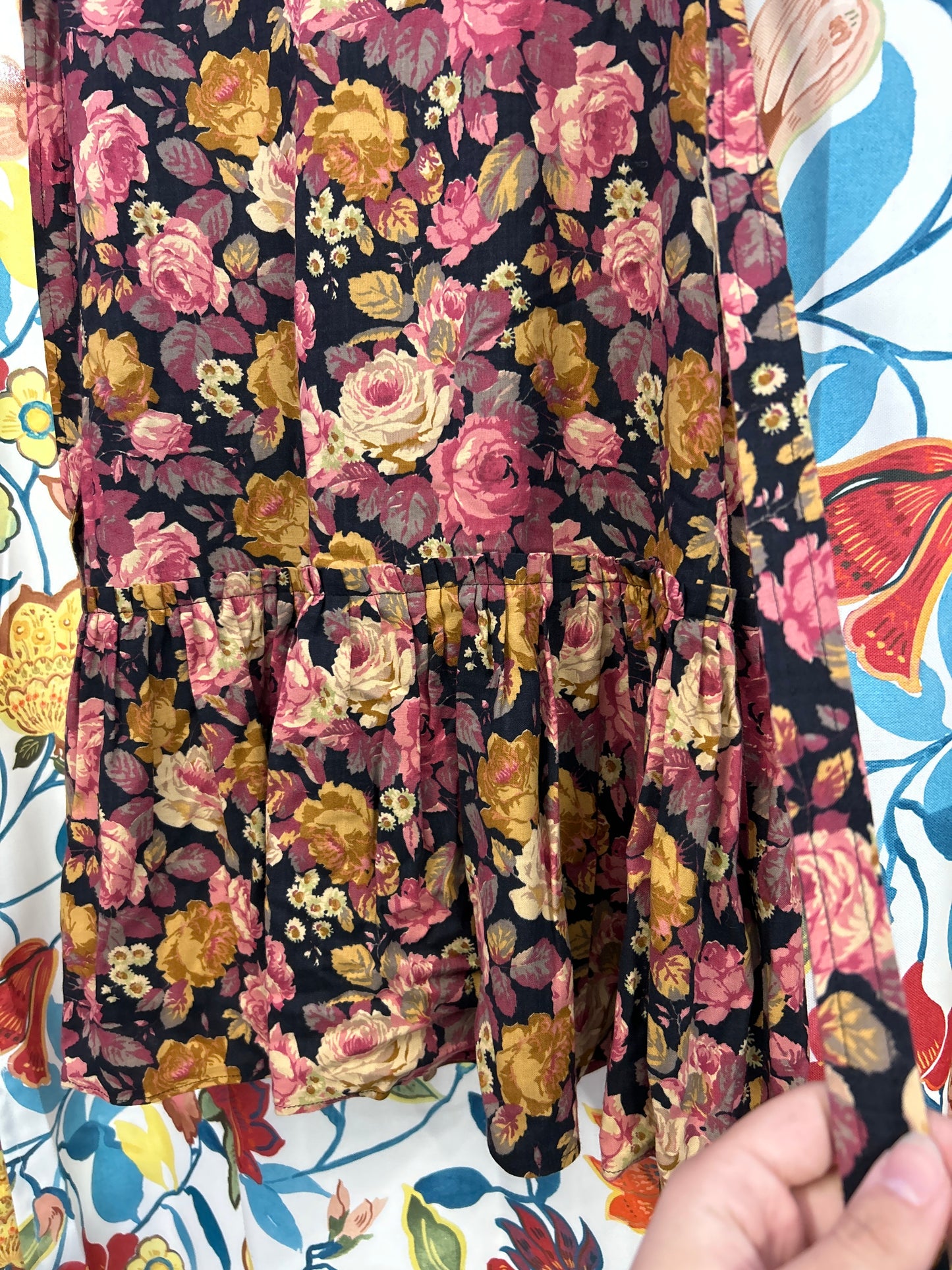 Y2k maxi floral yellow and pink skirt