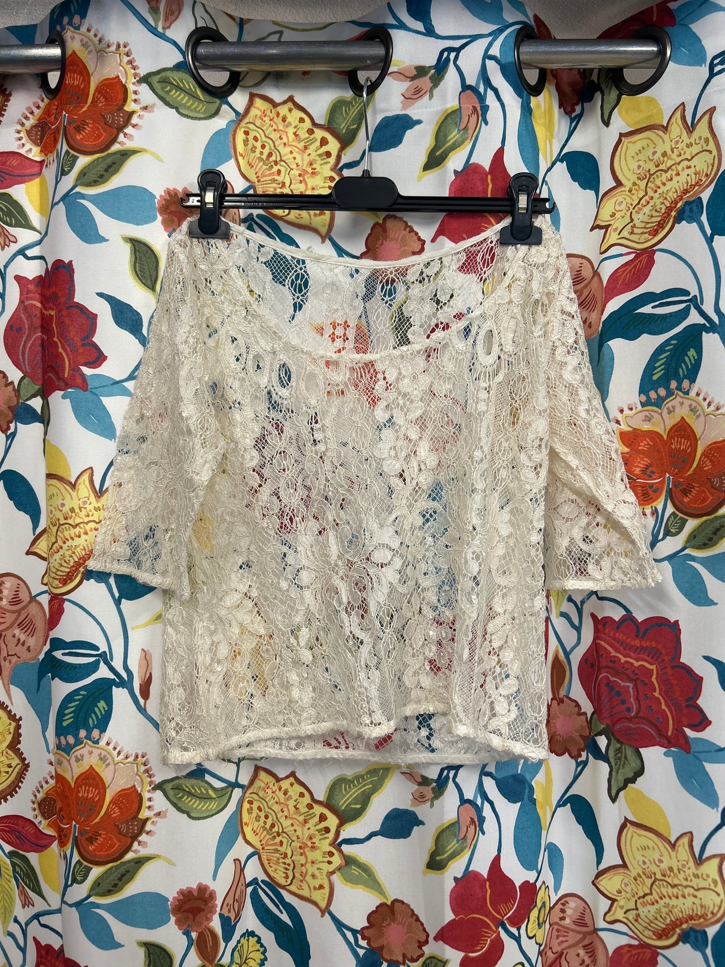 Y2k white lace top