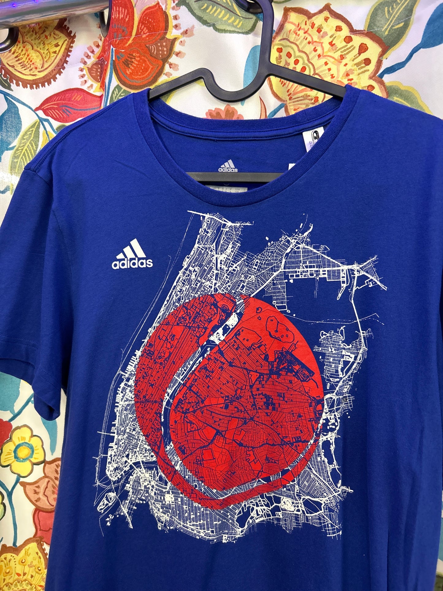 Adidas blue NYC map t-shirt