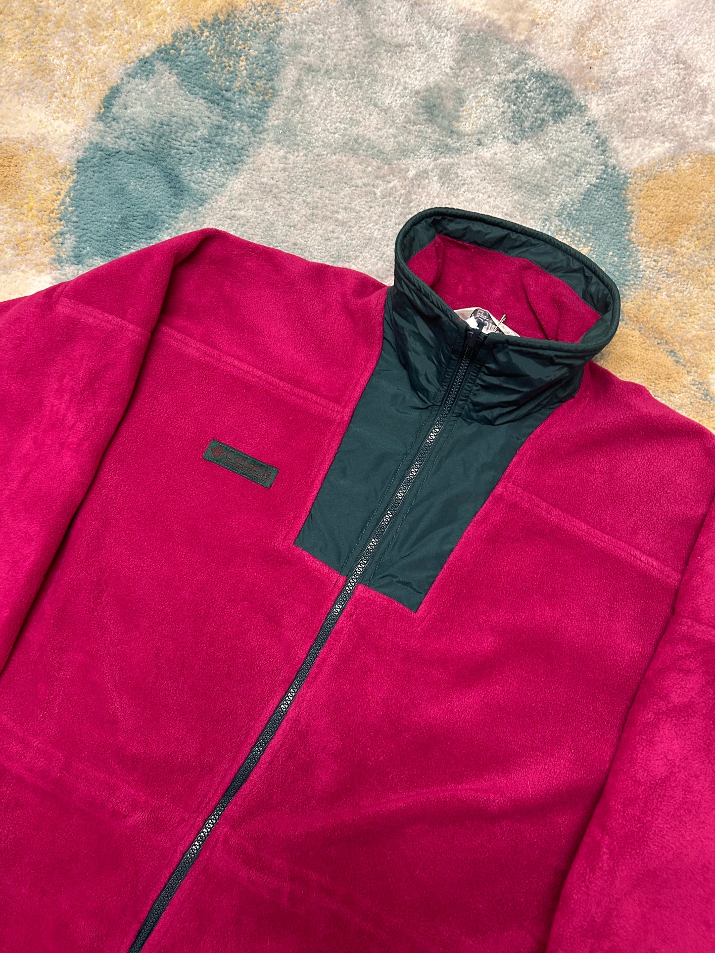 Columbia 90's purple and emerald green retro heavy fleece jacket