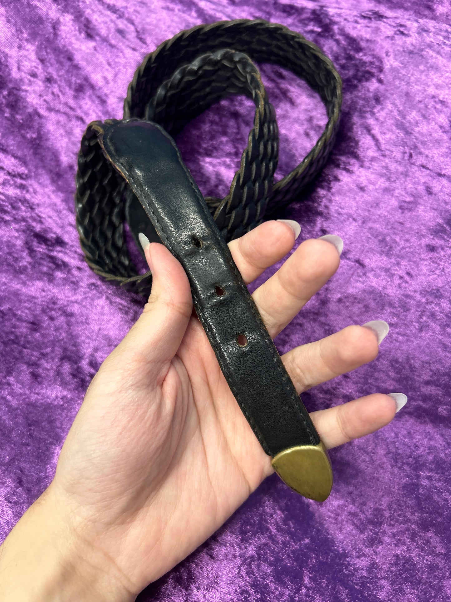 Black Leather Belt with Gold Detailing