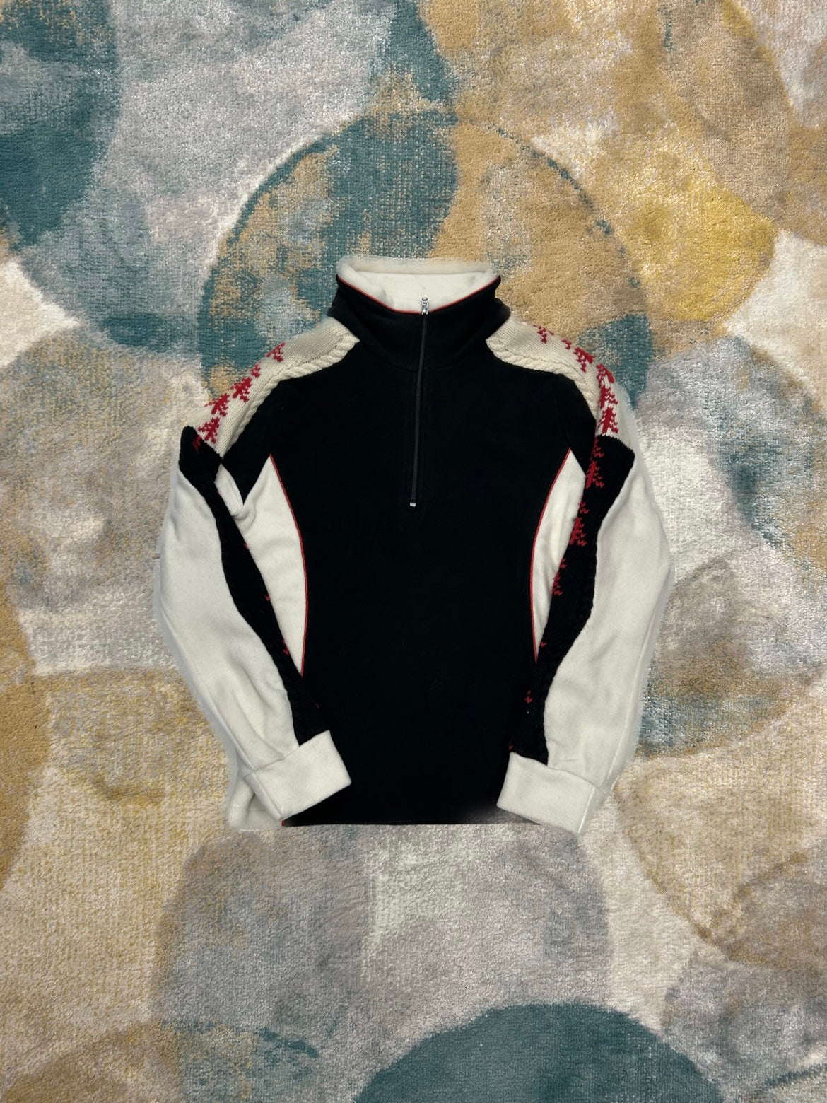 White + Black Fleece with Wool Detailing