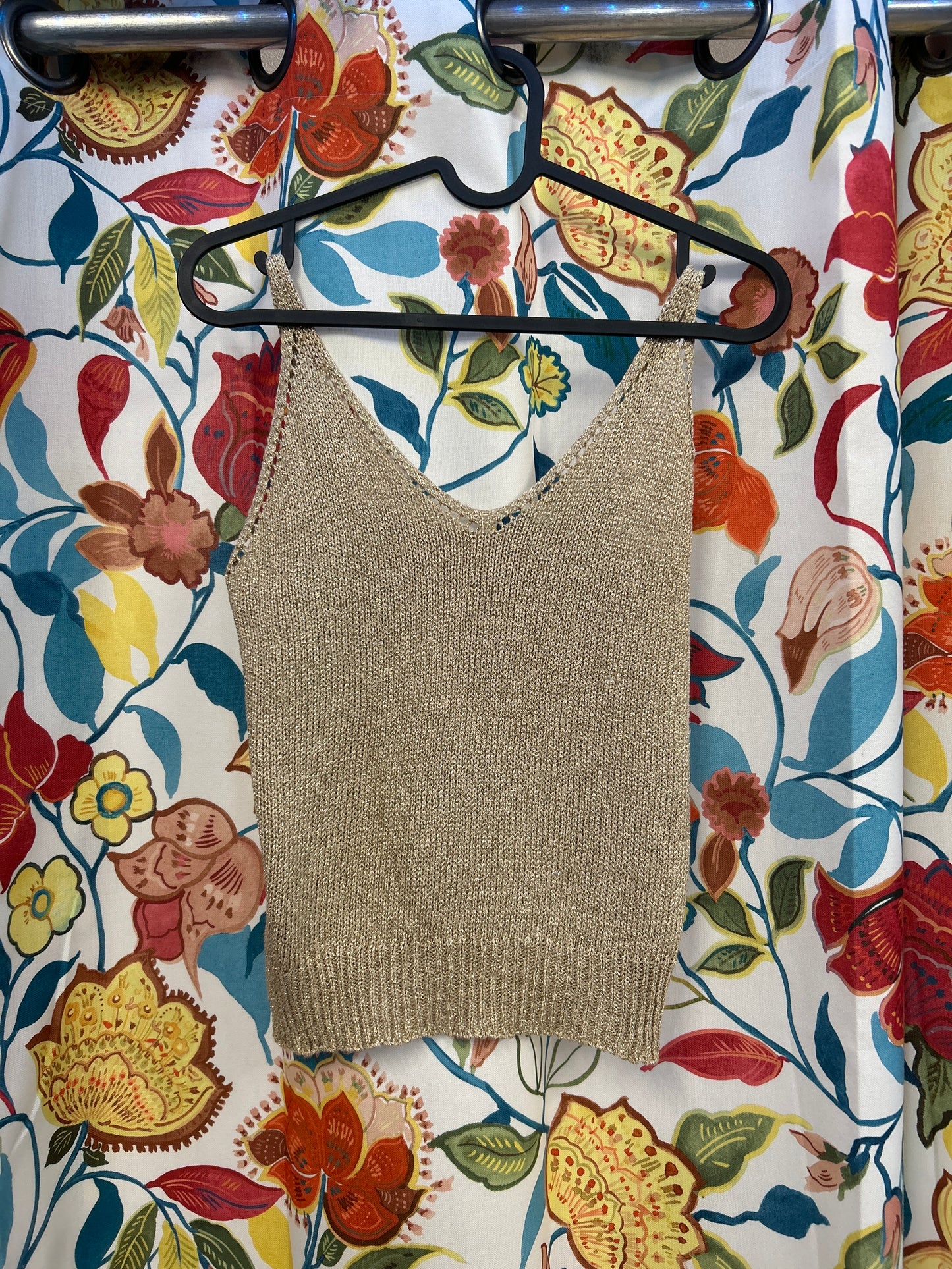 Y2k knit gold sparkle top