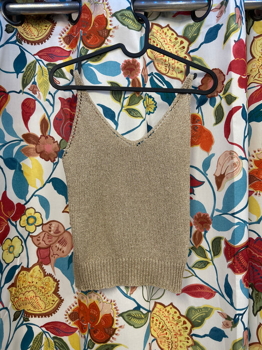Y2k knit gold sparkle top