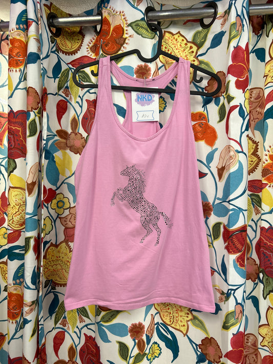 Y2k pink rhinestone horse cotton top