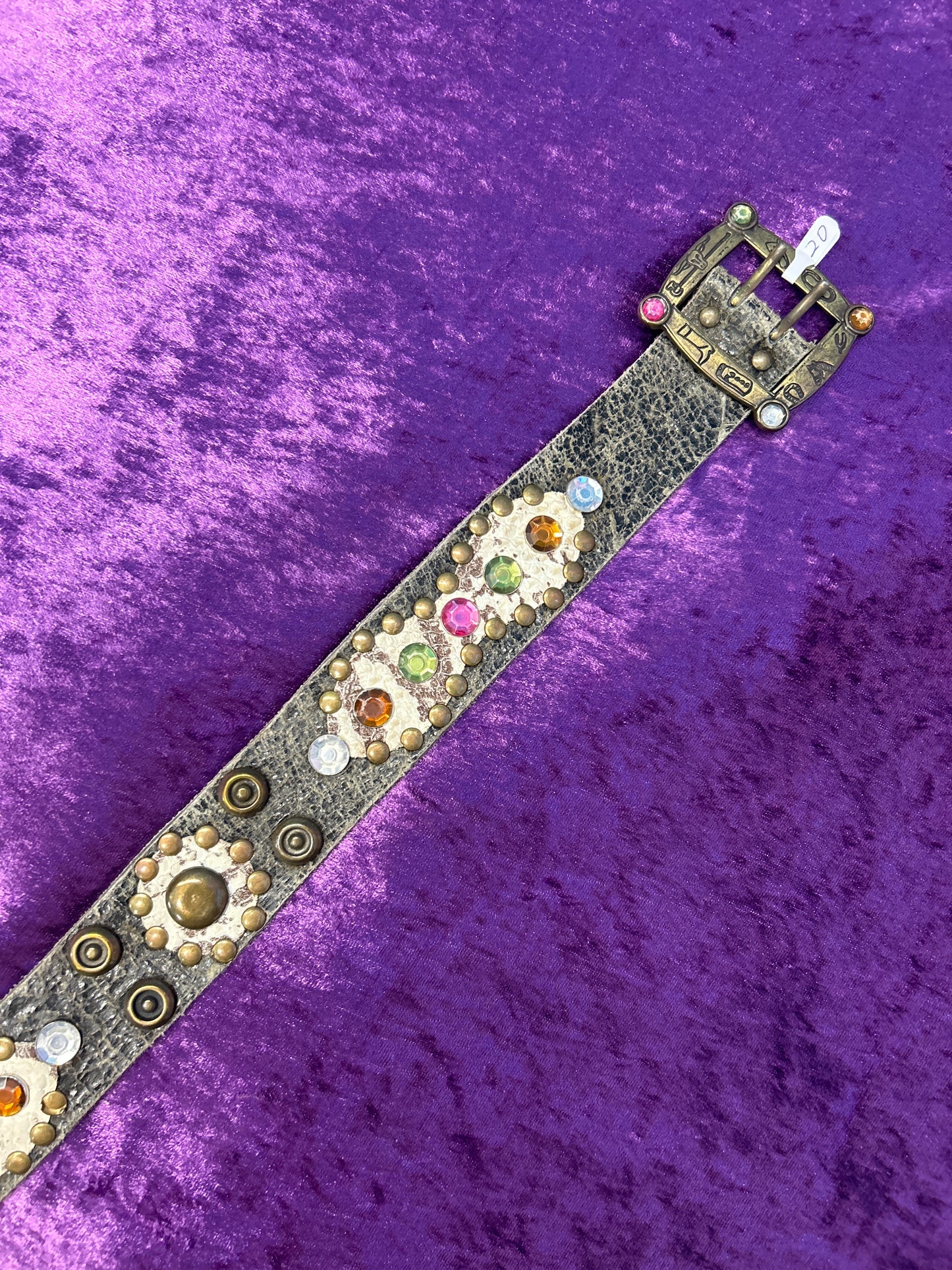 One-of-a-kind Gemstone Leather Belt