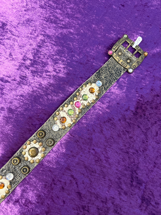 One-of-a-kind Gemstone Leather Belt