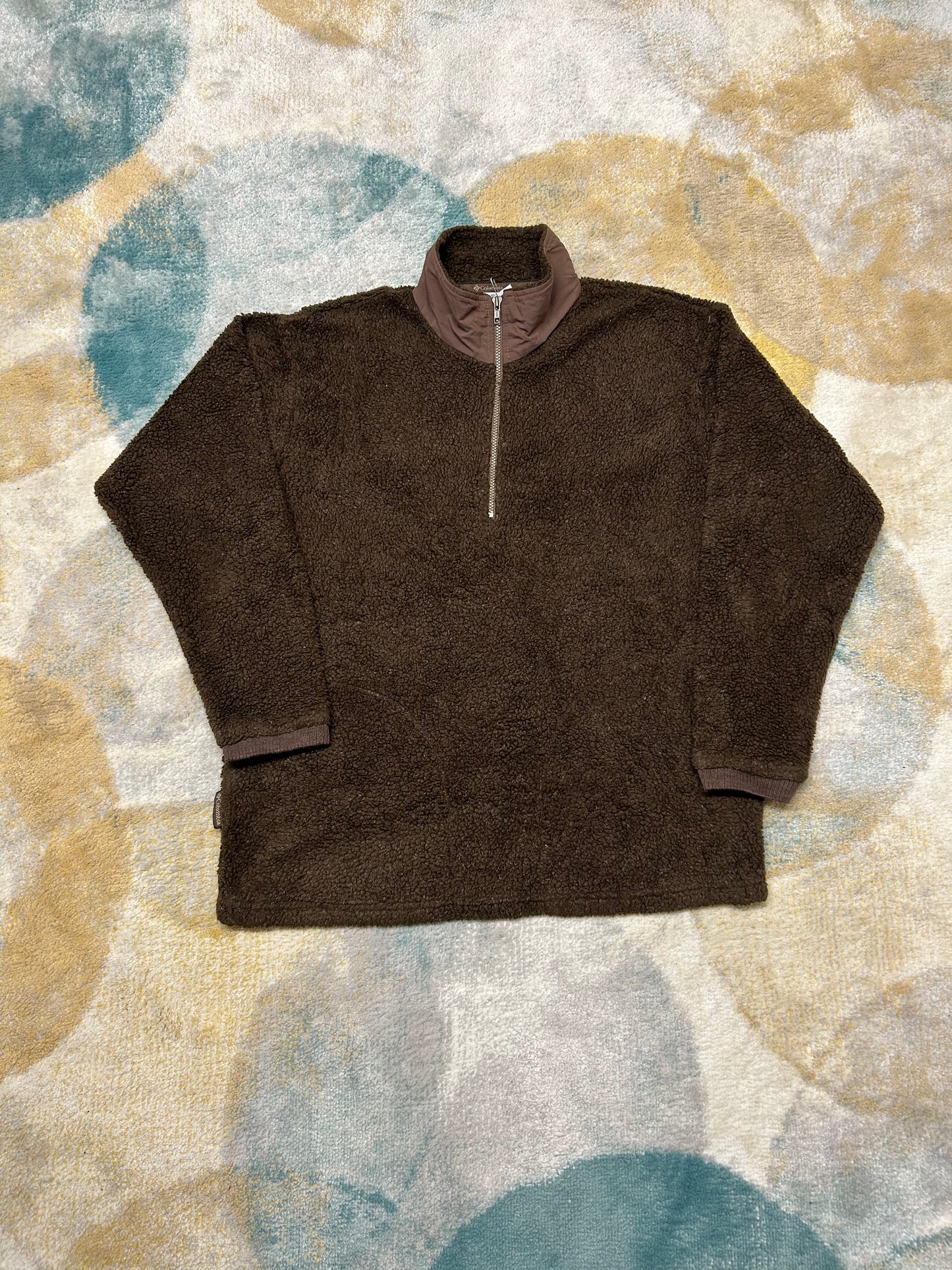 Columbia 90's dark brown fliffy "sheep" fleece half-zip