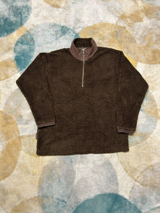 Columbia 90's dark brown fliffy "sheep" fleece half-zip
