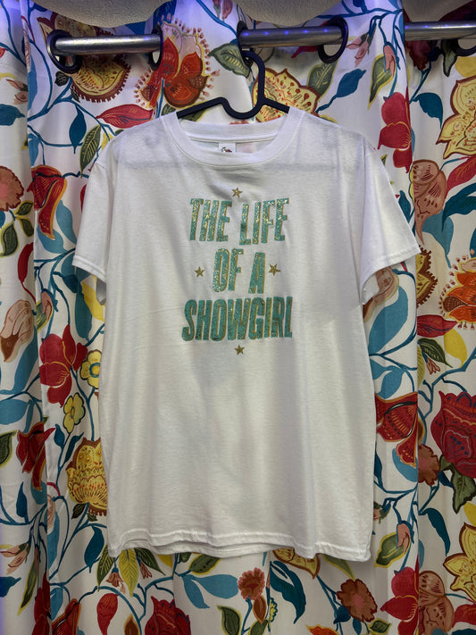 Taylor Swift 'The Life of a Showgirl' White Handpainted T-shirt