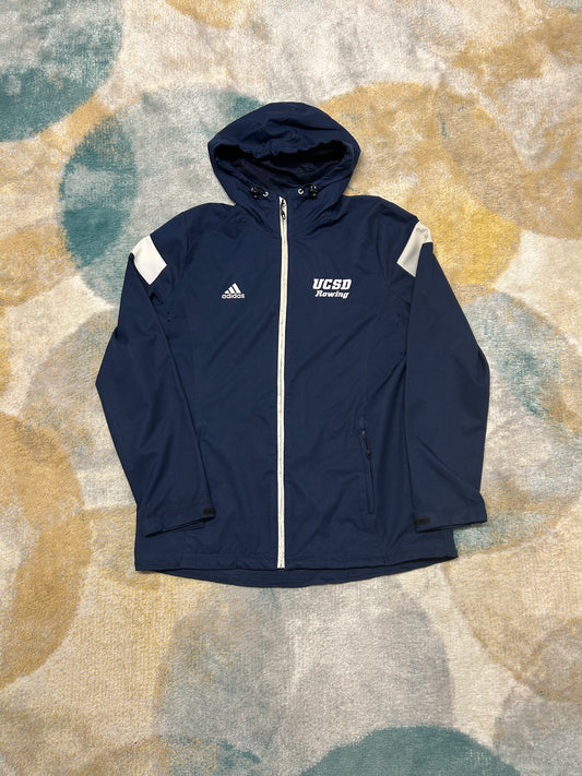 Adidas Dark Blue and White Windbreaker