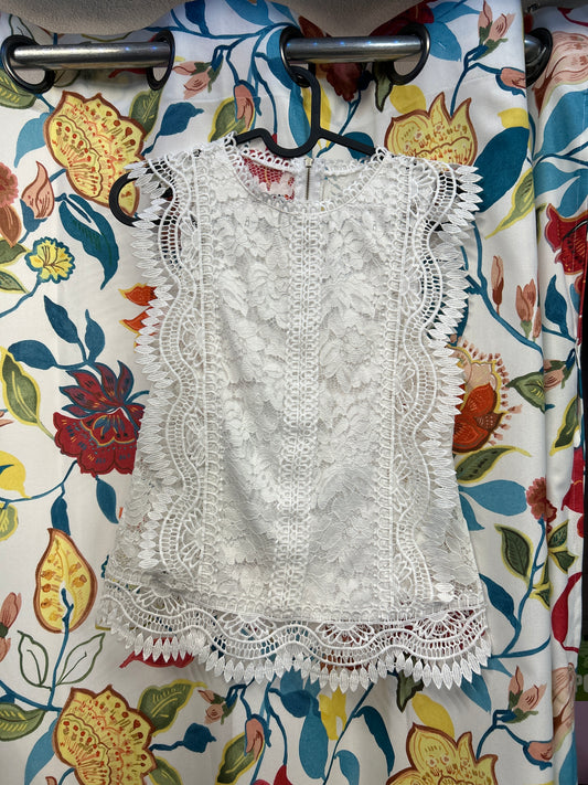 Y2k lace white top