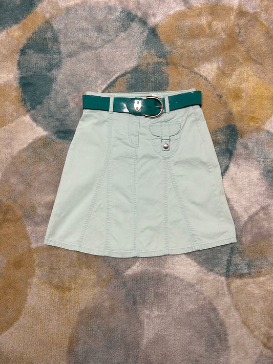Y2k retro teal skirt with belt