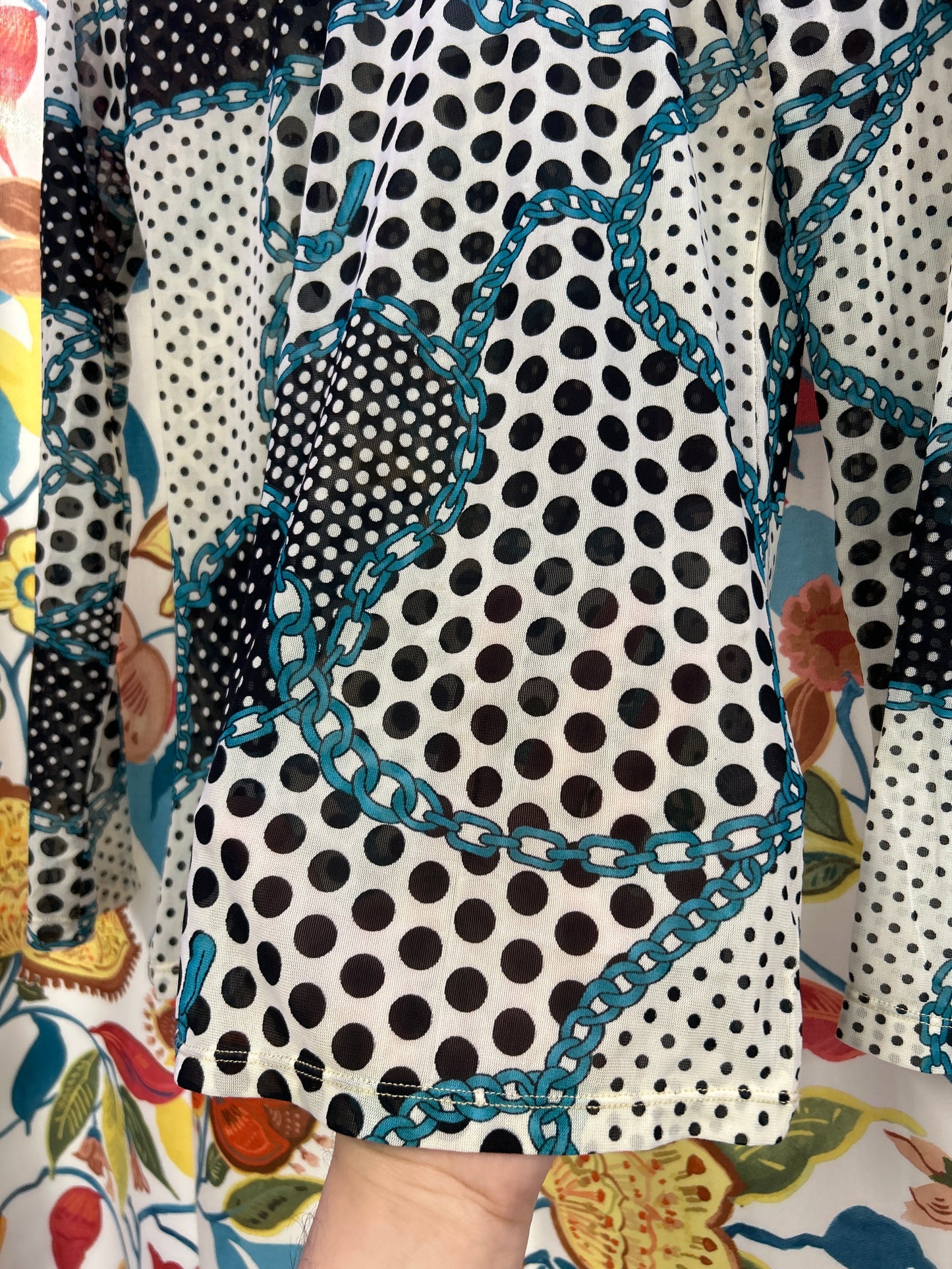 Y2k mesh polka dot top