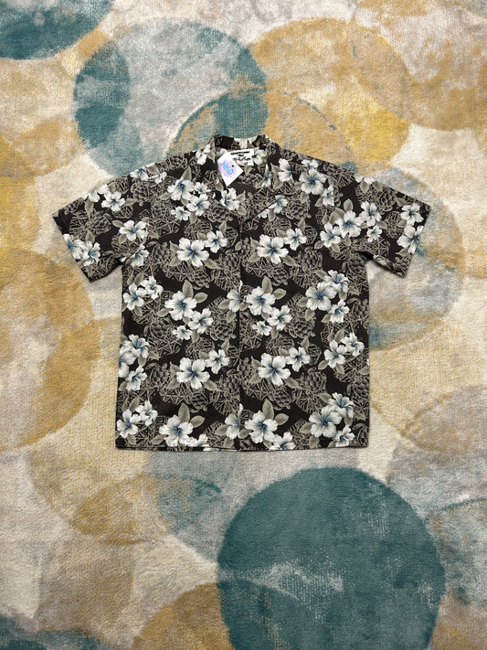 Grey floral Hawaiian shirt