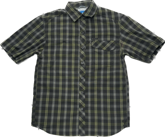 Columbia Dark Grey and Green Plaid Shirt