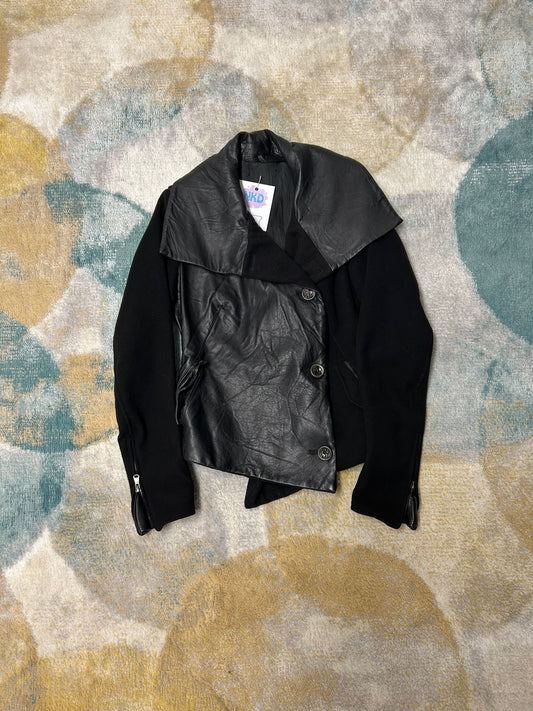 Black edgy y2k jacket with real leather