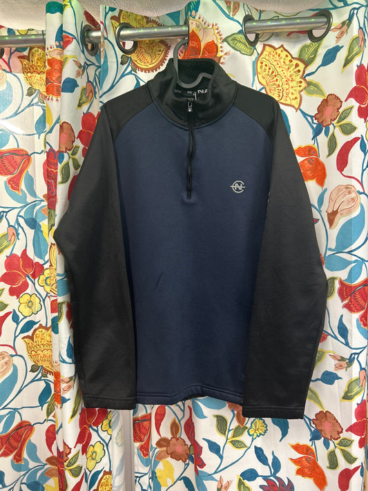 Nautica 00's midnight blue and black crewneck with fleece interior