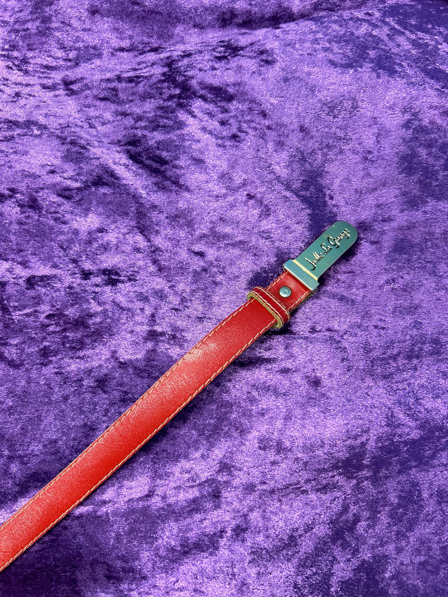 Red Leather Belt with Gold Buckle