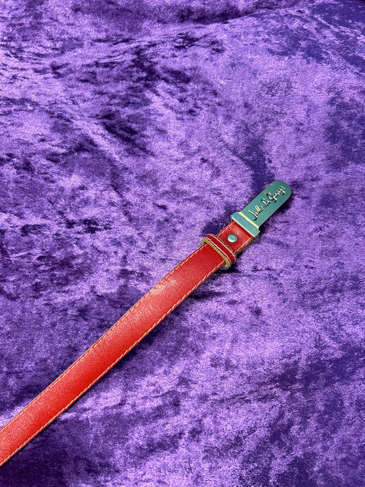 Red Leather Belt with Gold Buckle