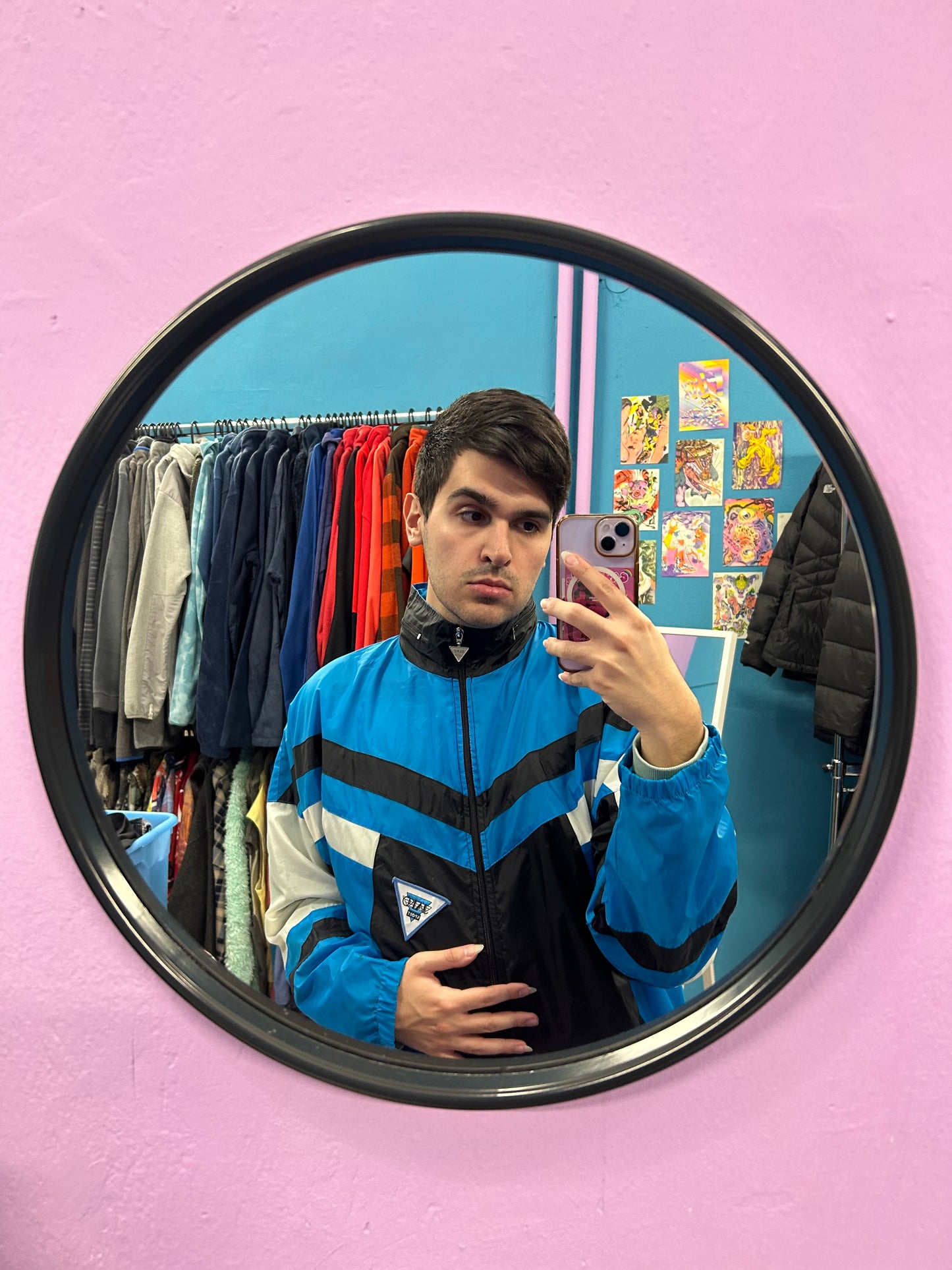 Retro Dual Blue and White Windbreaker Waterproof