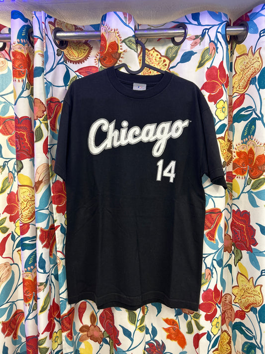 Black Cotton chicago 14 vintage Tshirt