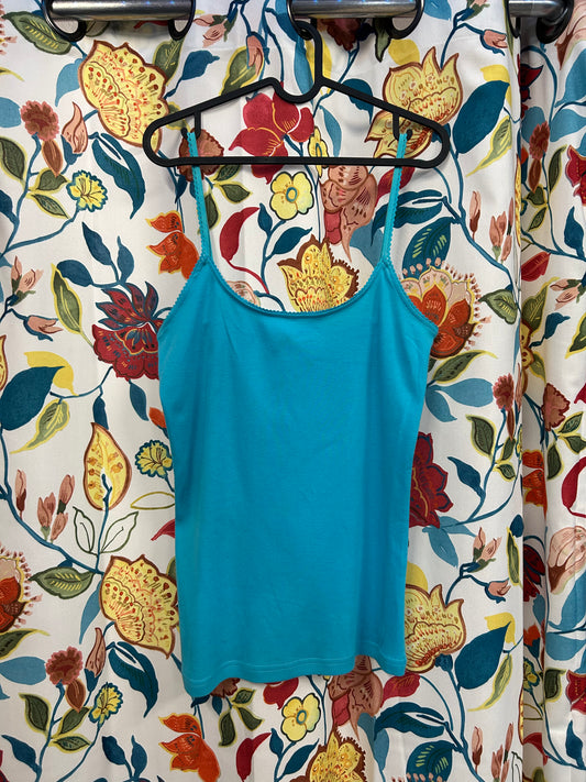 Teal lace detailing ribbed top
