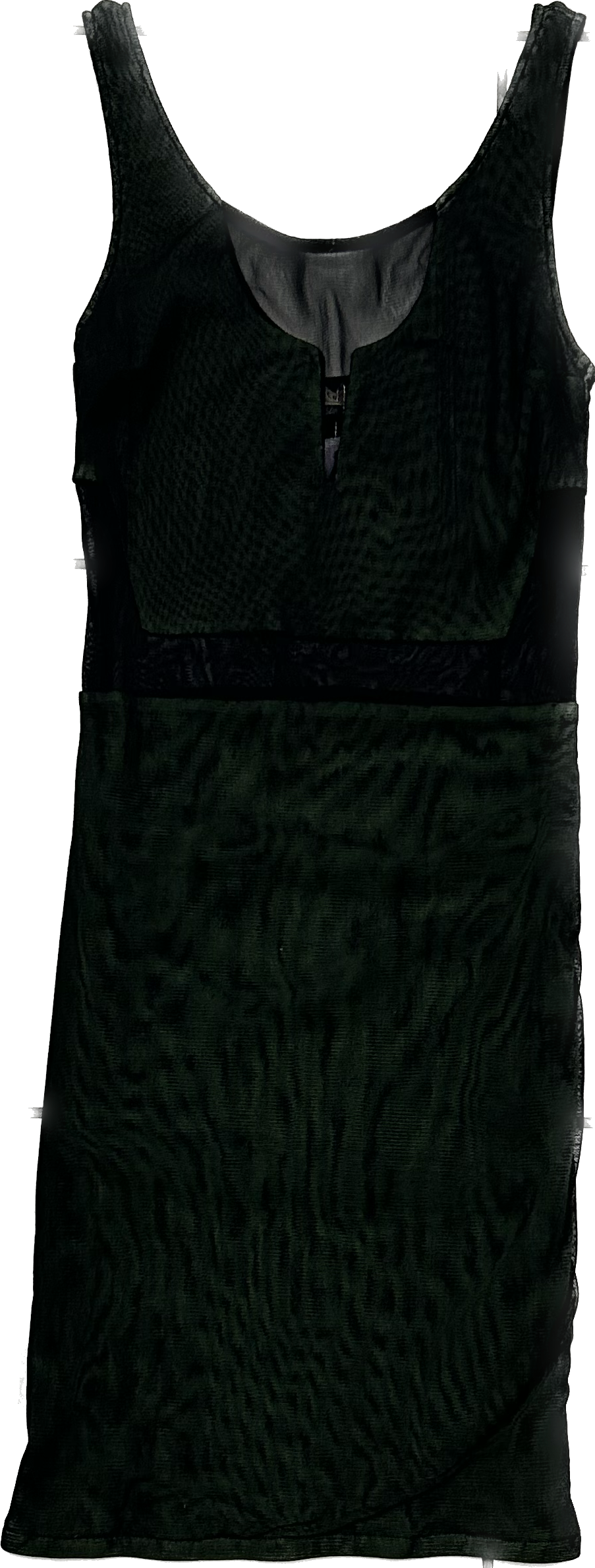 Black mesh and green dress