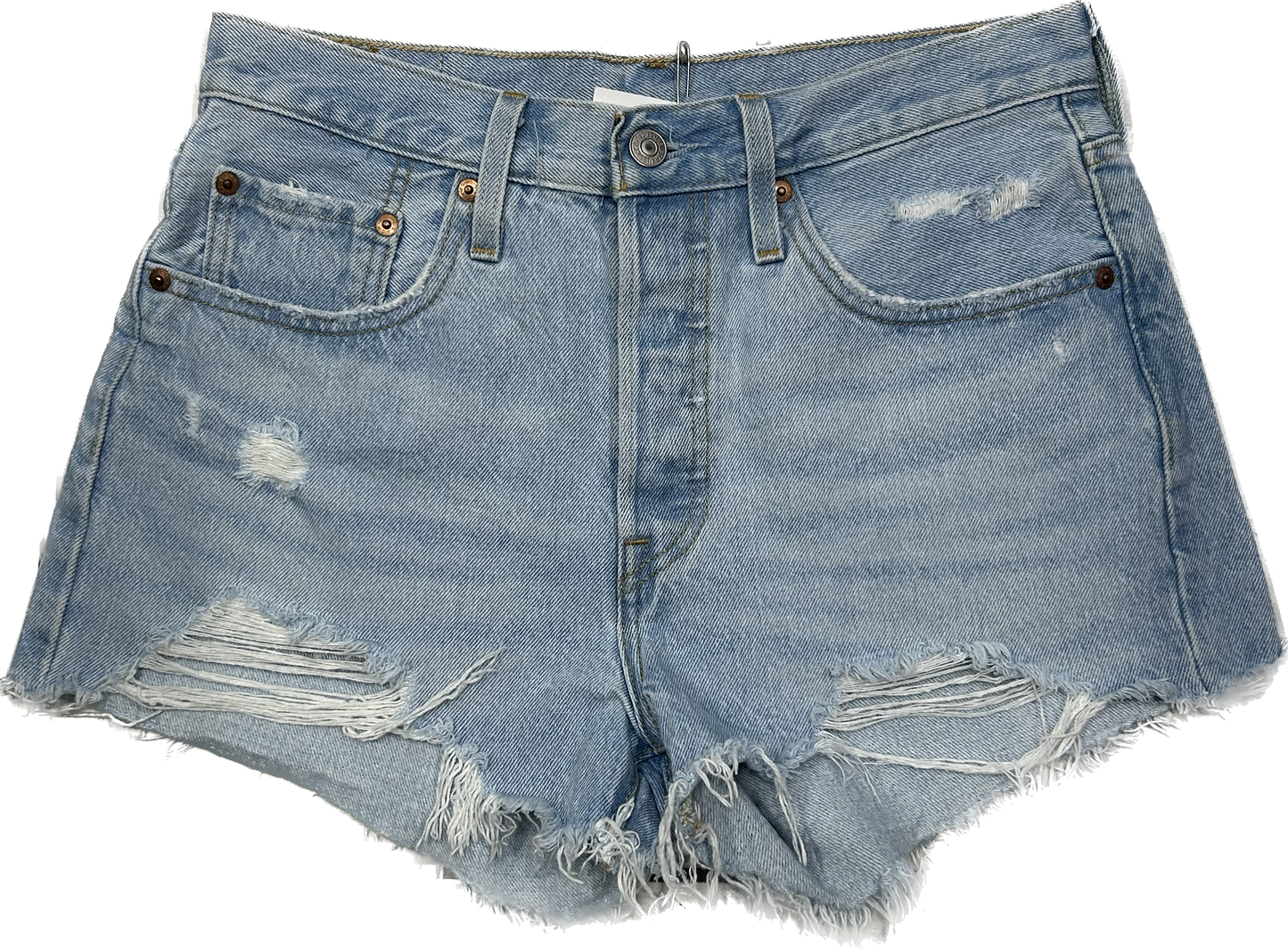 Levi's Denim White Wash Ripped Shorts