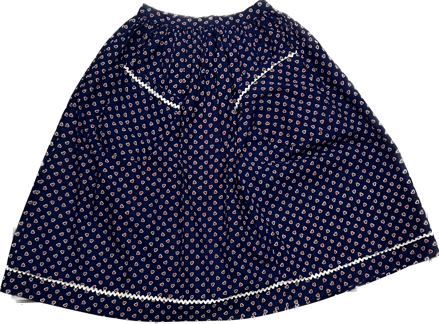 High-Waist Pinup Style Dark Blue Skirt with Hearts
