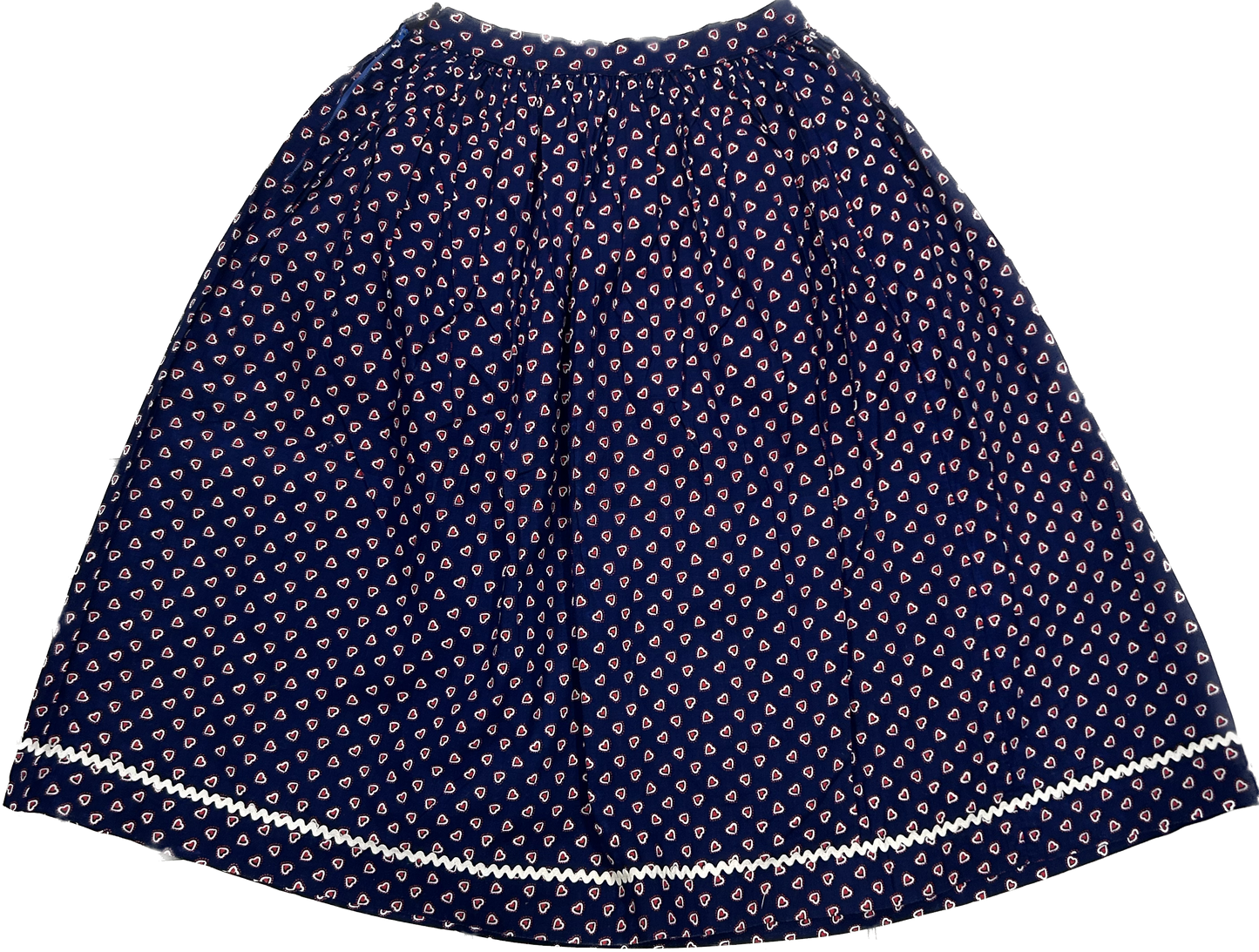 High-Waist Pinup Style Dark Blue Skirt with Hearts