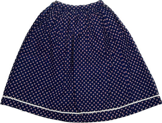 High-Waist Pinup Style Dark Blue Skirt with Hearts