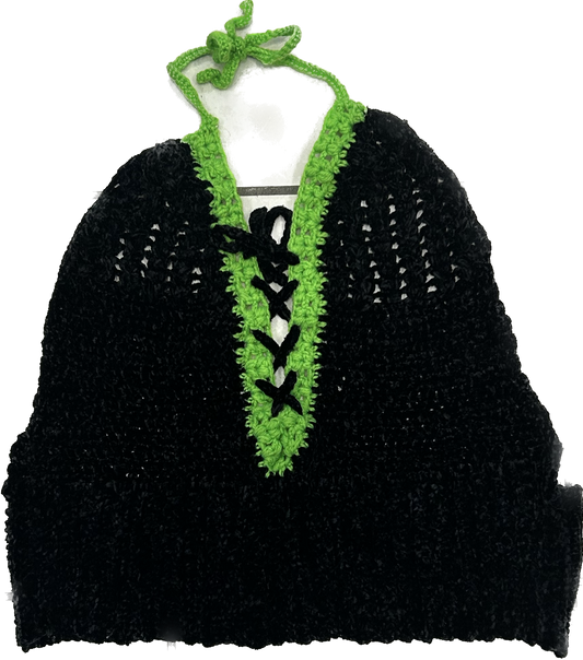 Black and Green Soft Yarn Knit Top