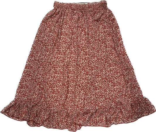 Red and White Floral Maxi Summer Skirt