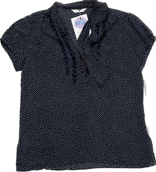 Polka Dot Blue and White Top with Bow Ability