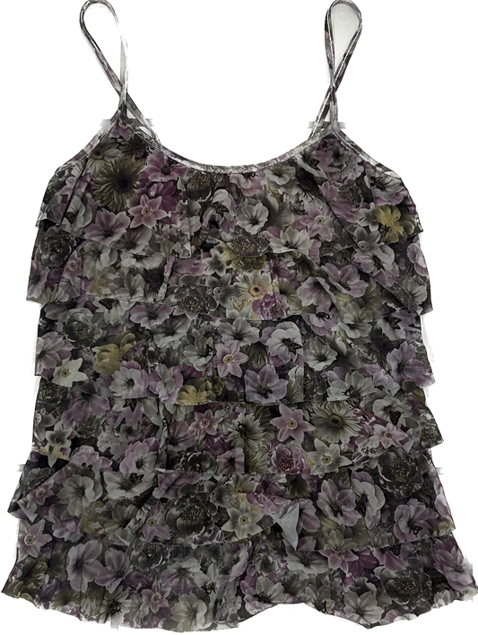 Beige Floral Ruffled Top