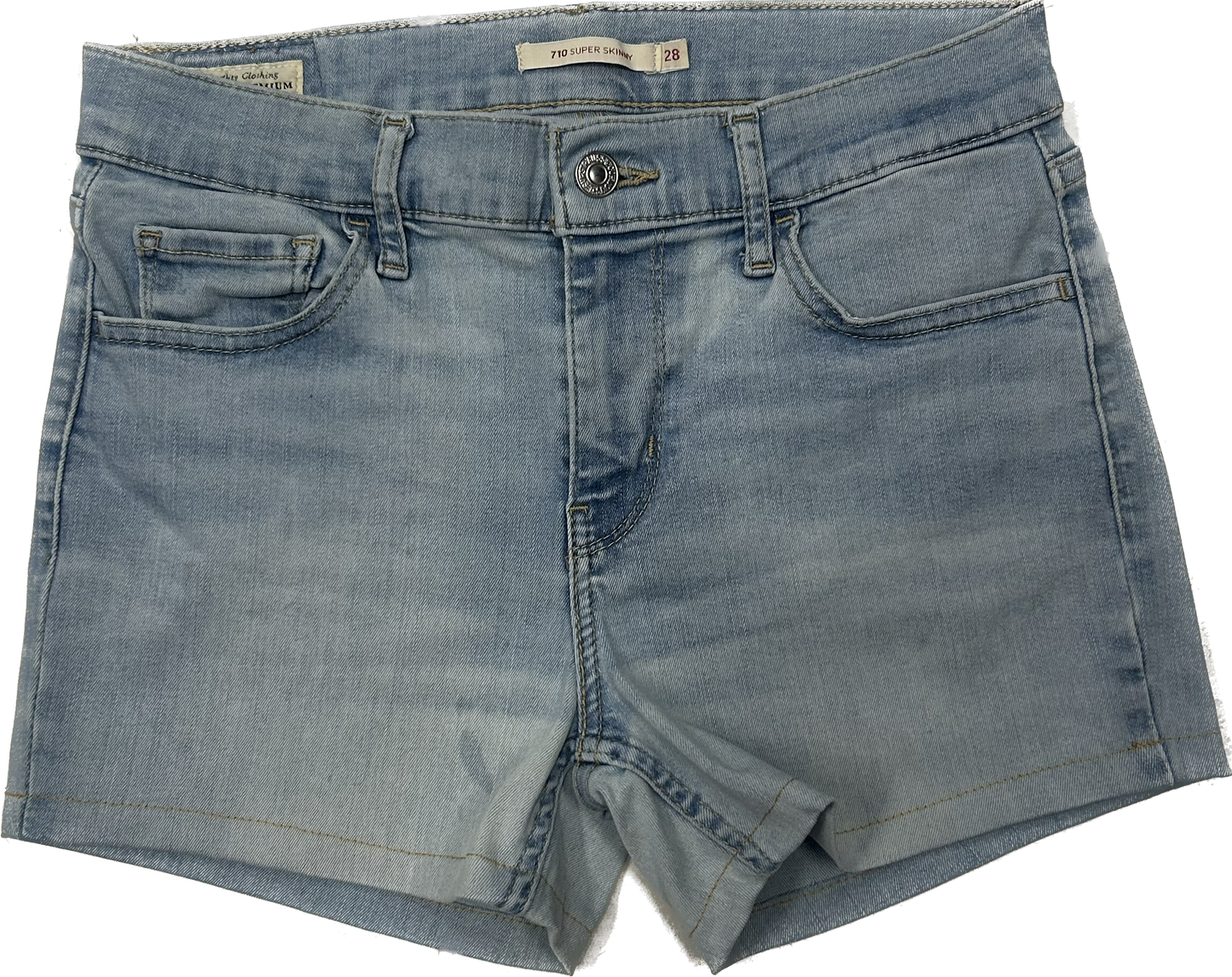 Levi's Elastic White Wash Denim Shorts