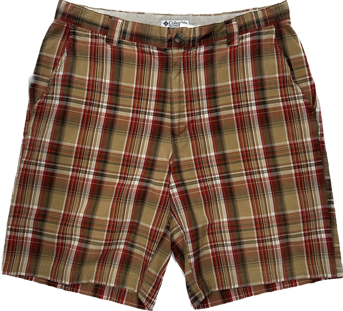Columbia Brown and Red Plaid Shorts