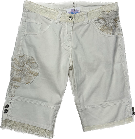 White Lace Vintage Capri Pants/Bermuda