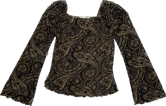 Retro French Bat Wing Mesh Top