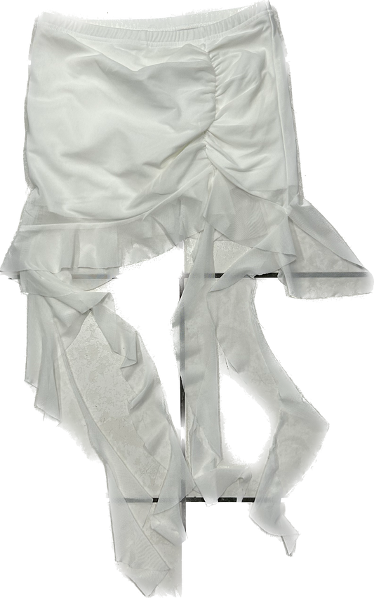 White Mesh Flowy Skirt